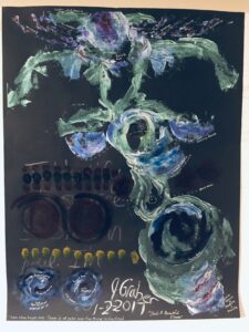 "MdDS: She is a Beautiful Flower" (acrylic on black watercolor paper, Feb 2017)